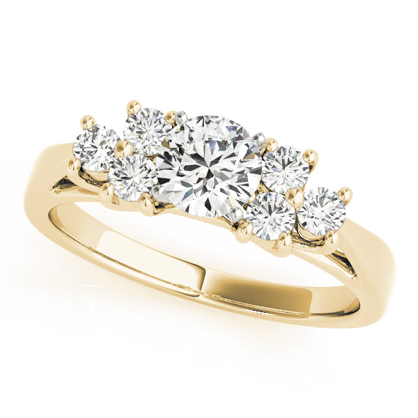 Exquisite Cluster Sides Round Diamond Engagement Ring in 10K/14K gold and platinum with certified lab-grown or natural diamonds
