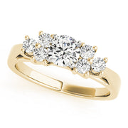 Exquisite Cluster Sides Round Diamond Engagement Ring in 10K/14K gold and platinum with certified lab-grown or natural diamonds