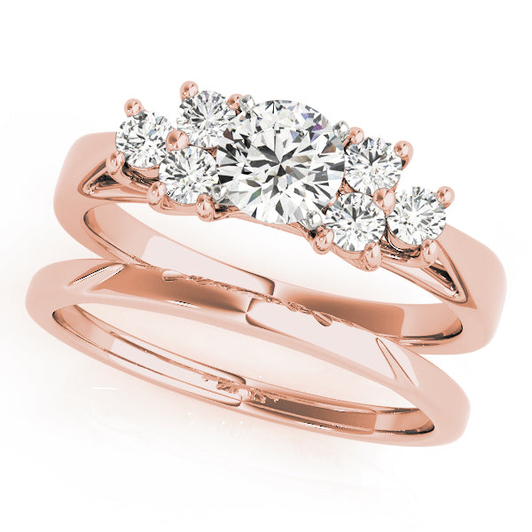 Exquisite Cluster Sides Round Diamond Engagement Ring in 10K/14K gold and platinum with certified lab-grown or natural diamonds