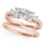 Exquisite Cluster Sides Round Diamond Engagement Ring in 10K/14K gold and platinum with certified lab-grown or natural diamonds