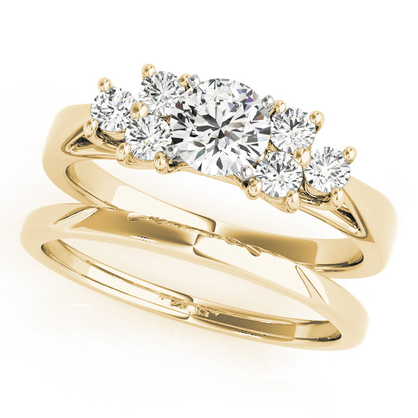 Exquisite Cluster Sides Round Diamond Engagement Ring in 10K/14K gold and platinum with certified lab-grown or natural diamonds