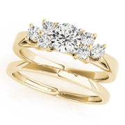 Exquisite Cluster Sides Round Diamond Engagement Ring in 10K/14K gold and platinum with certified lab-grown or natural diamonds