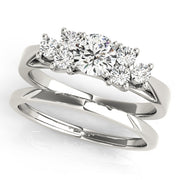 Exquisite Cluster Sides Round Diamond Engagement Ring in 10K/14K gold and platinum with certified lab-grown or natural diamonds