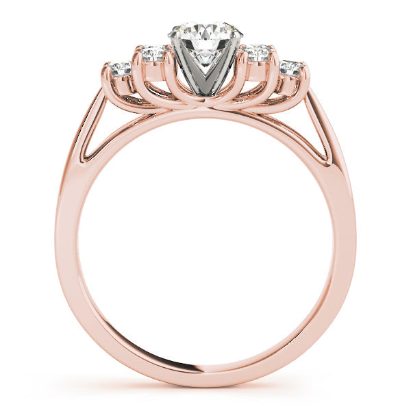 Exquisite Cluster Sides Round Diamond Engagement Ring in 10K/14K gold and platinum with certified lab-grown or natural diamonds