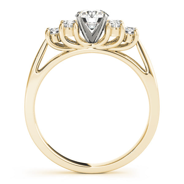 Exquisite Cluster Sides Round Diamond Engagement Ring in 10K/14K gold and platinum with certified lab-grown or natural diamonds