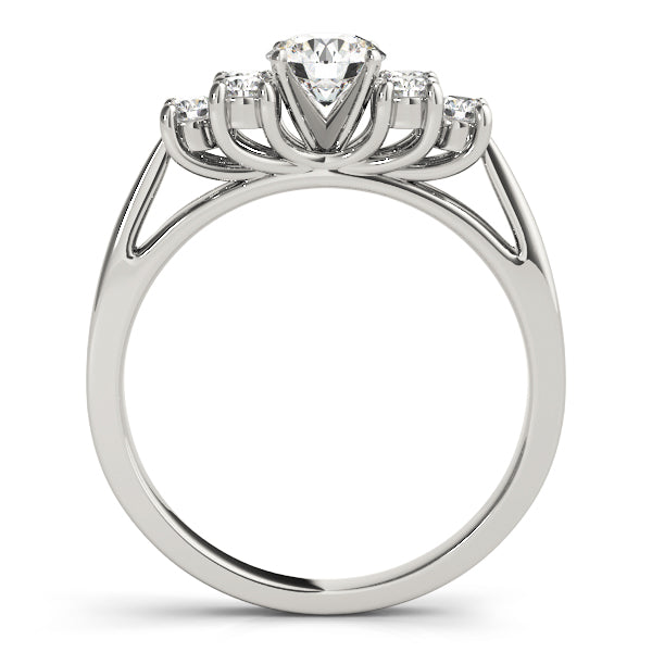 Exquisite Cluster Sides Round Diamond Engagement Ring in 10K/14K gold and platinum with certified lab-grown or natural diamonds