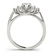 Exquisite Cluster Sides Round Diamond Engagement Ring in 10K/14K gold and platinum with certified lab-grown or natural diamonds