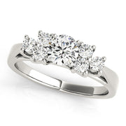 Exquisite Cluster Sides Round Diamond Engagement Ring in 10K/14K gold and platinum with certified lab-grown or natural diamonds