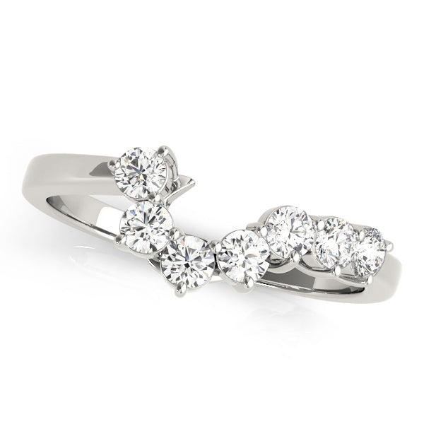 Curved Bands Half Eternity Ring in Gold & Platinum