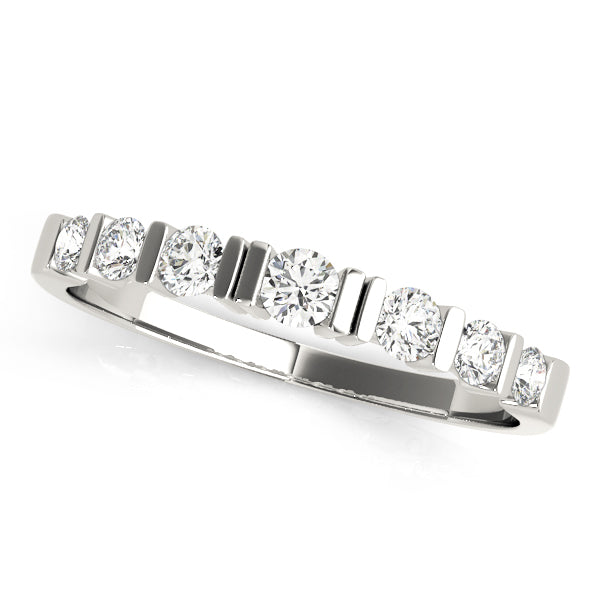 Single Row Bar Set Half Eternity Ring in Gold & Platinum