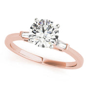 Round & Baguette Diamond Engagement Ring in 10K/14K gold and platinum with certified lab-grown or natural diamonds