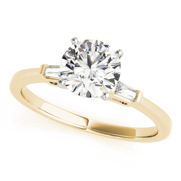 Round & Baguette Diamond Engagement Ring in 10K/14K gold and platinum with certified lab-grown or natural diamonds