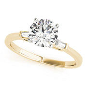 Round & Baguette Diamond Engagement Ring in 10K/14K gold and platinum with certified lab-grown or natural diamonds