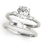 Round & Baguette Diamond Engagement Ring in 10K/14K gold and platinum with certified lab-grown or natural diamonds