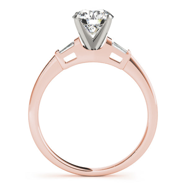 Round & Baguette Diamond Engagement Ring in 10K/14K gold and platinum with certified lab-grown or natural diamonds