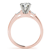 Round & Baguette Diamond Engagement Ring in 10K/14K gold and platinum with certified lab-grown or natural diamonds