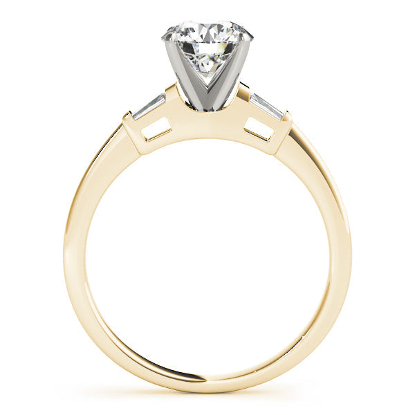 Round & Baguette Diamond Engagement Ring in 10K/14K gold and platinum with certified lab-grown or natural diamonds