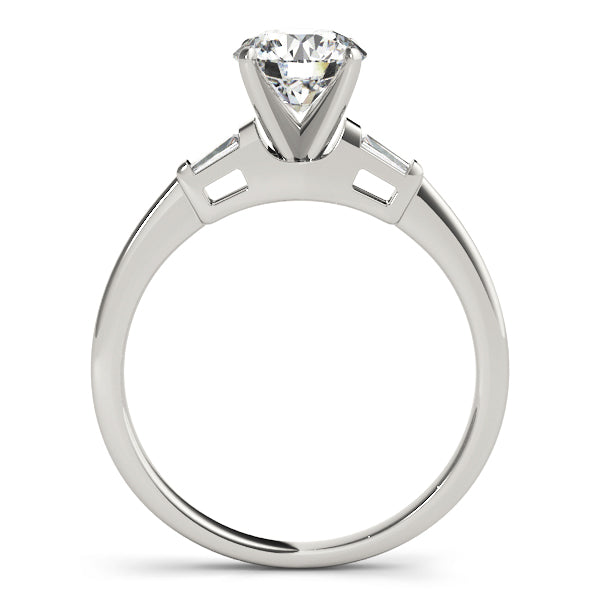 Round & Baguette Diamond Engagement Ring in 10K/14K gold and platinum with certified lab-grown or natural diamonds