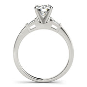 Round & Baguette Diamond Engagement Ring in 10K/14K gold and platinum with certified lab-grown or natural diamonds