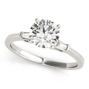 Round & Baguette Diamond Engagement Ring in 10K/14K gold and platinum with certified lab-grown or natural diamonds