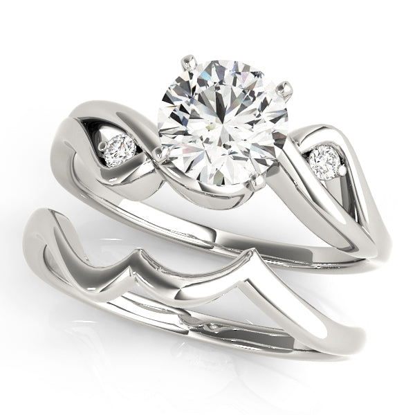 Couture Bypass Round Diamond Engagement Ring in 10K/14K gold and platinum with certified lab-grown or natural diamonds