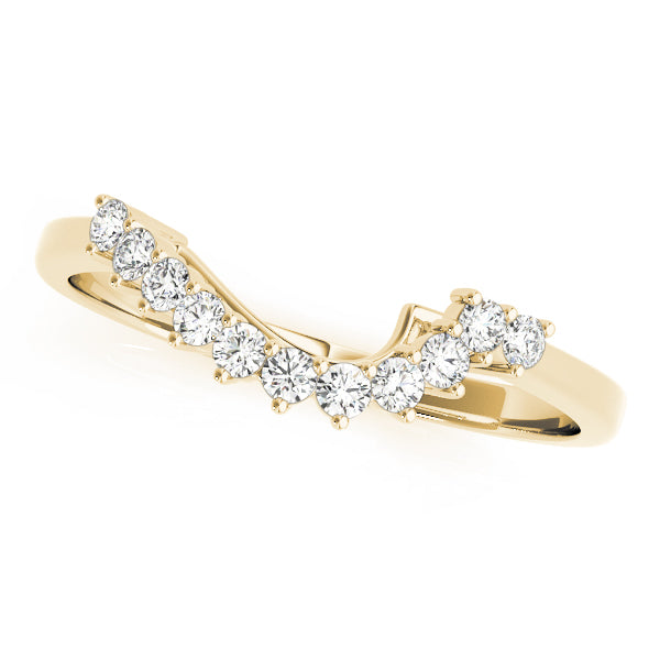 Single Row Prong Set Curved Half Eternity Ring in 10K/14K gold and platinum with certified lab-grown or natural diamonds