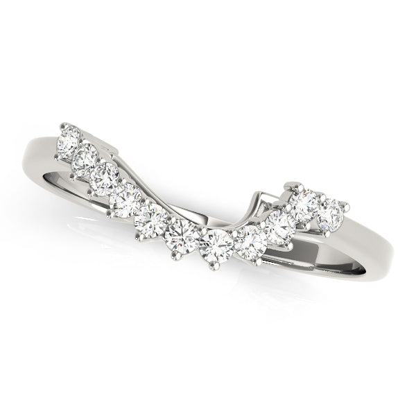 Single Row Prong Set Curved Half Eternity Ring in Gold & Platinum