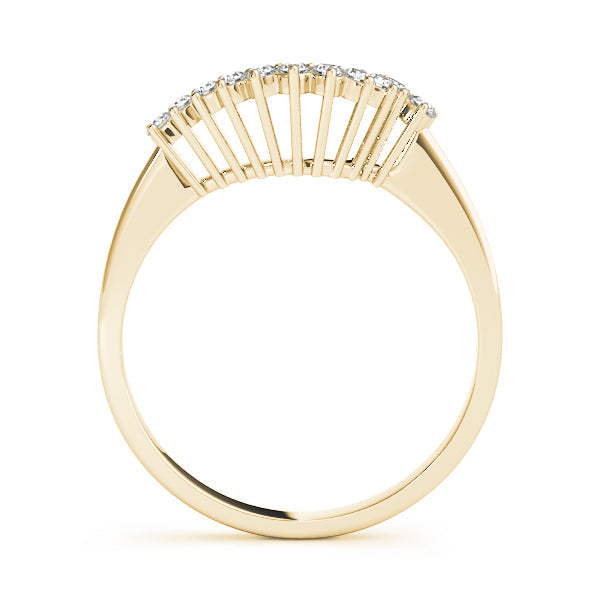 Single Row Prong Set Curved Half Eternity Ring in Gold & Platinum