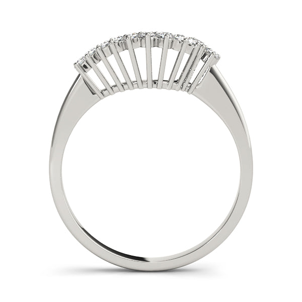 Single Row Prong Set Curved Half Eternity Ring in Gold & Platinum