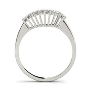 Single Row Prong Set Curved Half Eternity Ring in Gold & Platinum