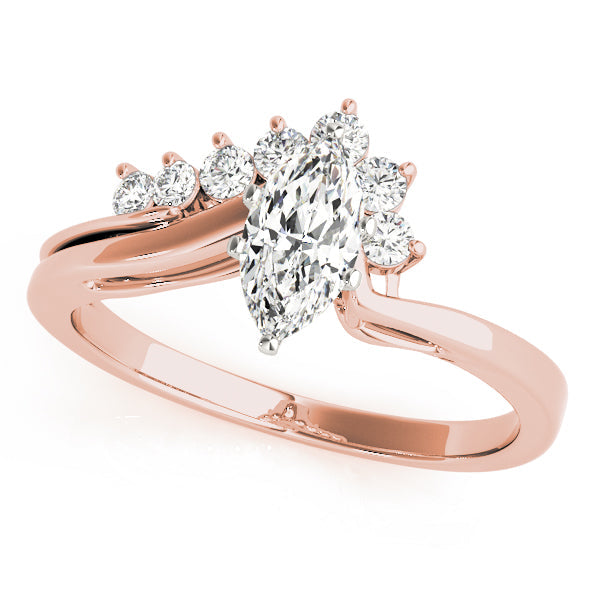 Statement Bypass Round Diamond Engagement Ring in 10K/14K gold and platinum with certified lab-grown or natural diamonds