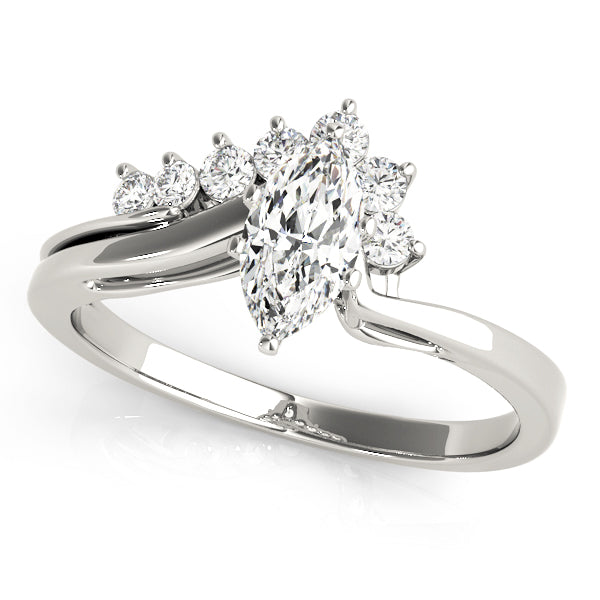 Statement Bypass Round Diamond Engagement Ring in 10K/14K gold and platinum with certified lab-grown or natural diamonds