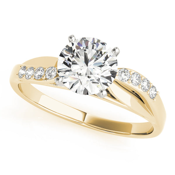 Crowned Bypass Round Diamond Engagement Ring in 10K/14K gold and platinum with certified lab-grown or natural diamonds