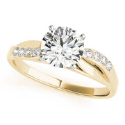 Crowned Bypass Round Diamond Engagement Ring in 10K/14K gold and platinum with certified lab-grown or natural diamonds