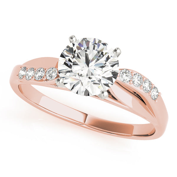 Crowned Bypass Round Diamond Engagement Ring in 10K/14K gold and platinum with certified lab-grown or natural diamonds