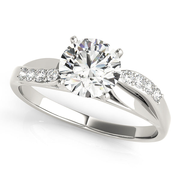 Crowned Bypass Round Diamond Engagement Ring in 10K/14K gold and platinum with certified lab-grown or natural diamonds