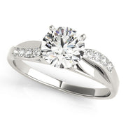 Crowned Bypass Round Diamond Engagement Ring in 10K/14K gold and platinum with certified lab-grown or natural diamonds