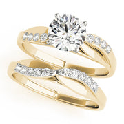 Crowned Bypass Round Diamond Engagement Ring in 10K/14K gold and platinum with certified lab-grown or natural diamonds