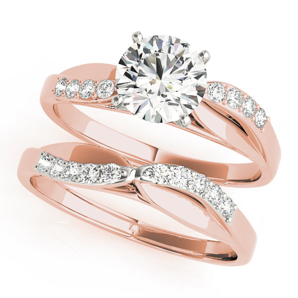 Crowned Bypass Round Diamond Engagement Ring in 10K/14K gold and platinum with certified lab-grown or natural diamonds