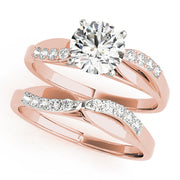 Crowned Bypass Round Diamond Engagement Ring in 10K/14K gold and platinum with certified lab-grown or natural diamonds