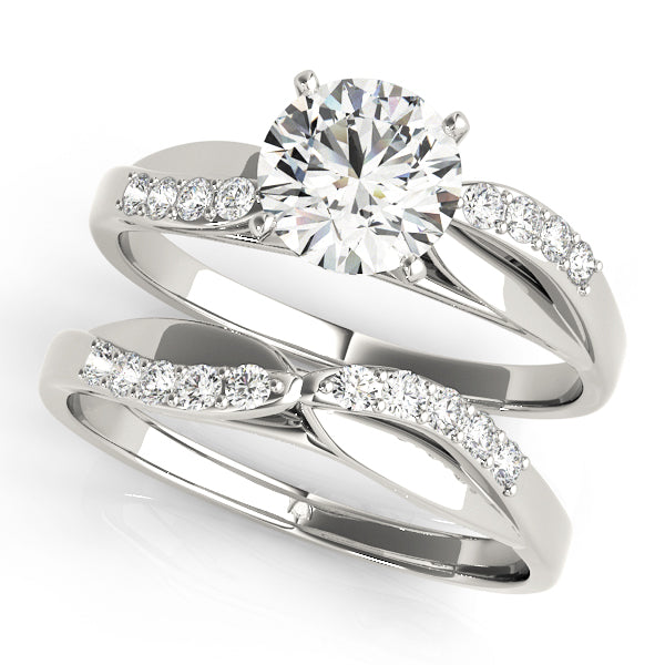 Crowned Bypass Round Diamond Engagement Ring in 10K/14K gold and platinum with certified lab-grown or natural diamonds