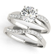 Crowned Bypass Round Diamond Engagement Ring in 10K/14K gold and platinum with certified lab-grown or natural diamonds