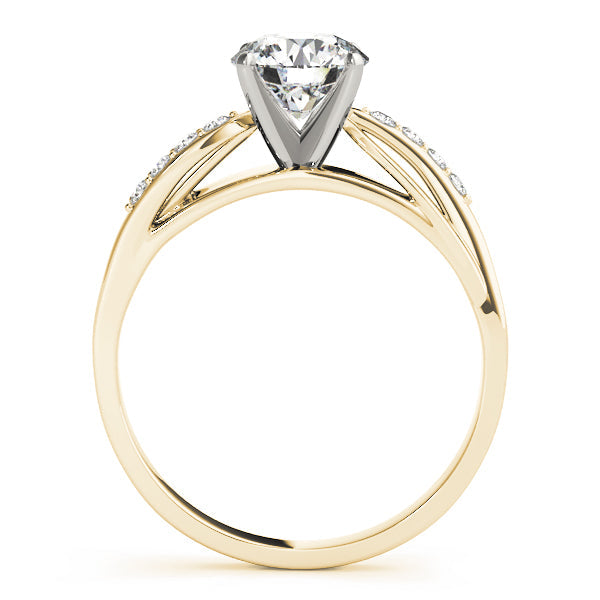 Crowned Bypass Round Diamond Engagement Ring in 10K/14K gold and platinum with certified lab-grown or natural diamonds