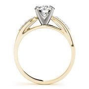 Crowned Bypass Round Diamond Engagement Ring in 10K/14K gold and platinum with certified lab-grown or natural diamonds