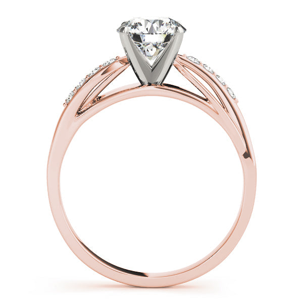 Crowned Bypass Round Diamond Engagement Ring in 10K/14K gold and platinum with certified lab-grown or natural diamonds