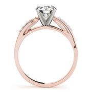Crowned Bypass Round Diamond Engagement Ring in 10K/14K gold and platinum with certified lab-grown or natural diamonds