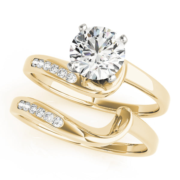 Graceful Bypass Round Diamond Engagement Ring in 10K/14K gold and platinum with certified lab-grown or natural diamonds