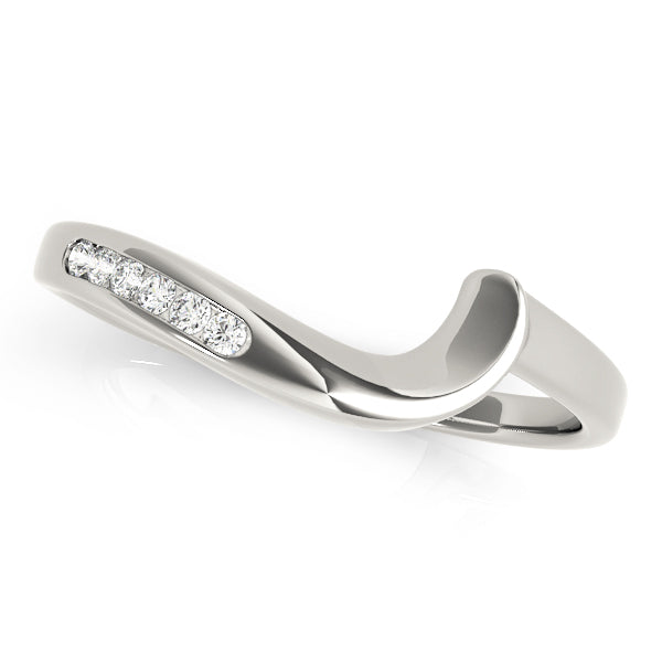 Single Row Curved Half Eternity Ring in Gold & Platinum