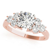 Splendid Cluster Sides Round Diamond Engagement Ring in 10K/14K gold and platinum with certified lab-grown or natural diamonds