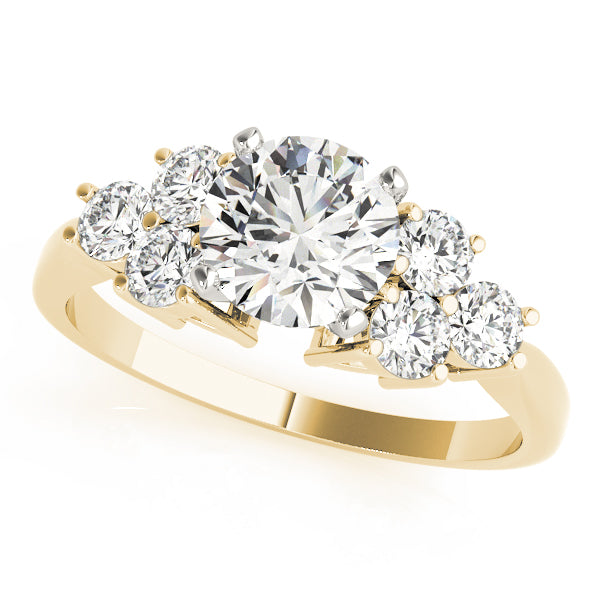 Splendid Cluster Sides Round Diamond Engagement Ring in 10K/14K gold and platinum with certified lab-grown or natural diamonds